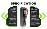 Ovonic 80C 6700mAh 2S 7.4V Hardcase LiPo Battery for 1/10 Stampede Slash Car(2packs) - Deans Plug
